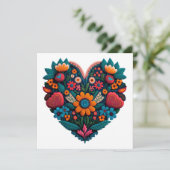 Oekraïens geïnspireerd hart van bloemen feestdagenkaart (Staand voorkant)