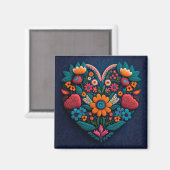 Oekraïens hart van de bloemen magneet (Voorkant / Achterkant)