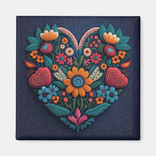Oekraïens hart van de bloemen magneet (Voorkant)