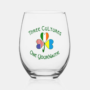 Oekraïens Iers-Amerikaanse vlag Shamrock Personali Wijnglas Zonder Voet