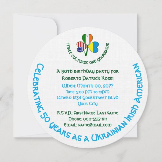 Oekraïens Iers Amerikaanse Vlag Shamrock Persoonli Kaart (Voorkant)