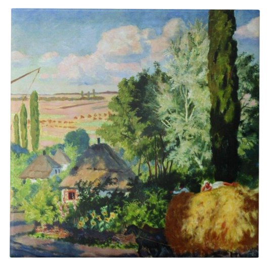 Oekraïens landschap (plattelands-Boerderijen) (art Tegeltje (Voorkant)