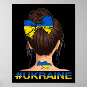 Oekraïens Meisje - Oekraïne Vlag Rommelige Knot  Poster