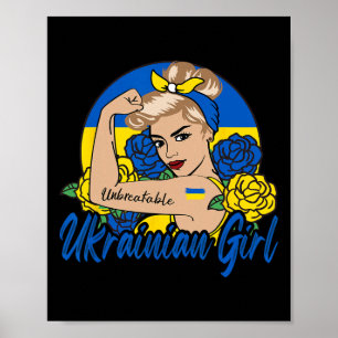 Oekraïens Meisje Oekraïne Vrouw Oekraïners Vlag Poster