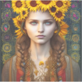 Oekraïens meisje van Amulets en Zonnebloemen Sticker (Voorkant)