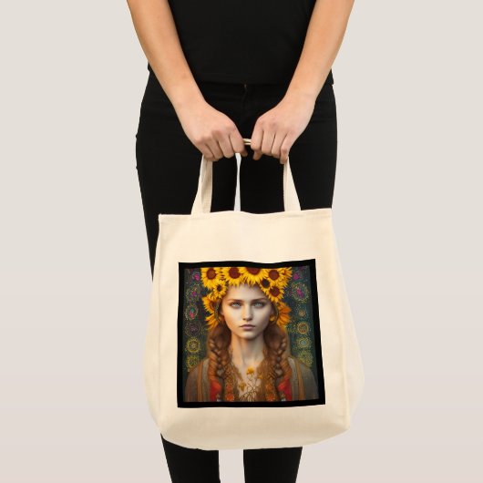 Oekraïens meisje van Amulets en Zonnebloemen Tote Bag (Voorkant (product))