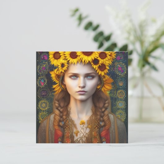 Oekraïens meisje van Amulets & Sunflower Card (Staand voorkant)