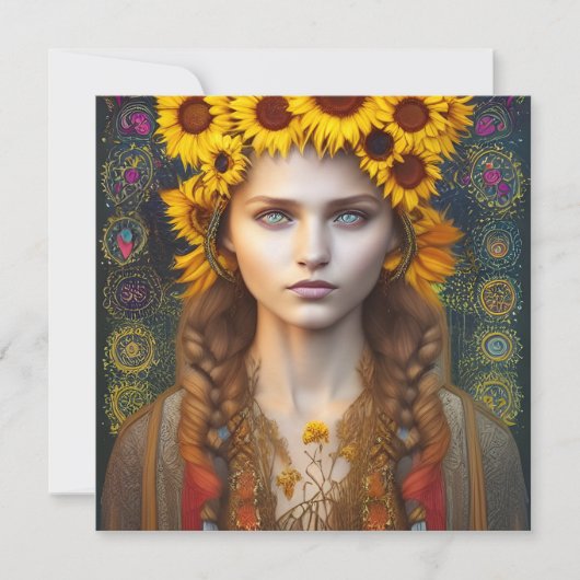 Oekraïens meisje van Amulets & Sunflower Card (Voorkant)