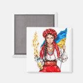 Oekraïens meisje vecht voor vrijheid magneet (Voorkant / Achterkant)