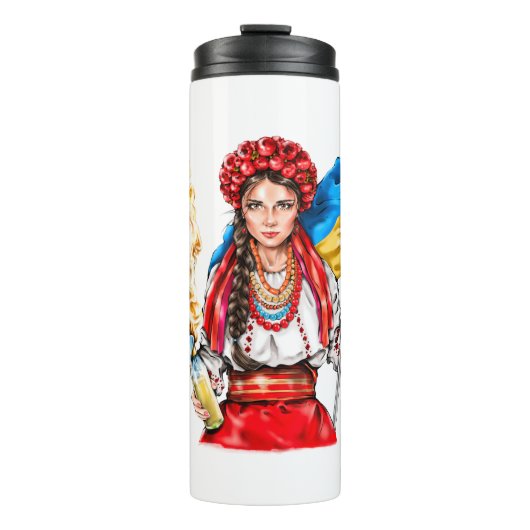 Oekraïens meisje vecht voor vrijheid thermosbeker (Voorkant)