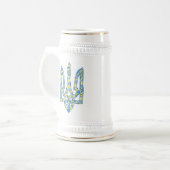 Oekraïens nationaal embleem trident tryzub etnical bierpul (Voorkant links)