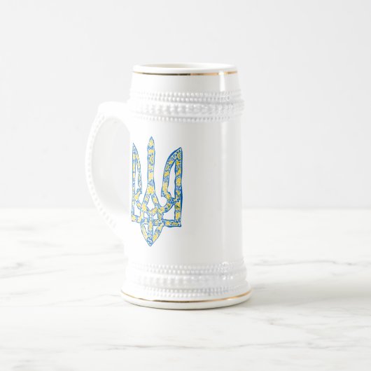 Oekraïens nationaal embleem trident tryzub etnical bierpul (Voorkant links)