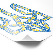 Oekraïens nationaal embleem trident tryzub etnical foto afdruk (Hoek)