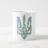 Oekraïens nationaal embleem trident tryzub etnical grote koffiekop (Voorkant)