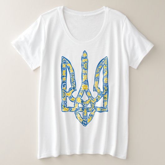 Oekraïens nationaal embleem trident tryzub etnical grote maat t-shirt (Design voorkant)