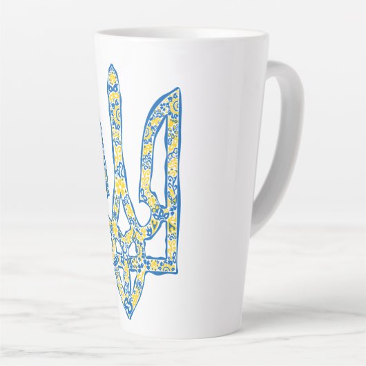 Oekraïens nationaal embleem trident tryzub etnical latte mok (Rechterhoek)