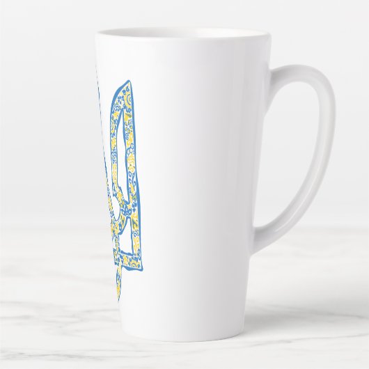 Oekraïens nationaal embleem trident tryzub etnical latte mok (Rechts)