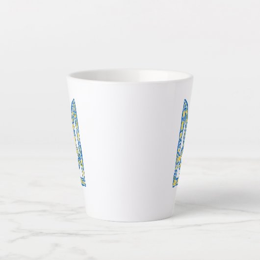 Oekraïens nationaal embleem trident tryzub etnical latte mok (Voorkant)