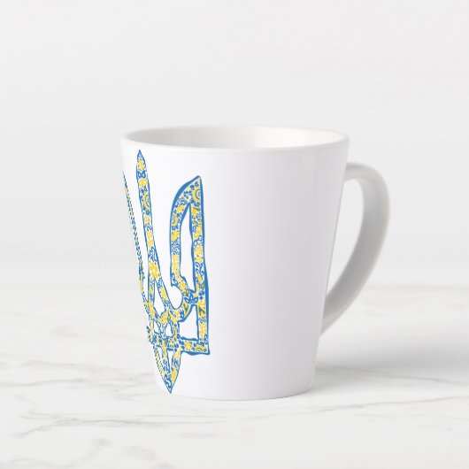 Oekraïens nationaal embleem trident tryzub etnical latte mok (Rechterhoek)