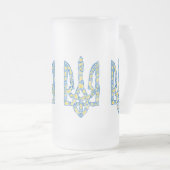 Oekraïens nationaal embleem trident tryzub etnical matglas bierpul (Voorkant rechts)