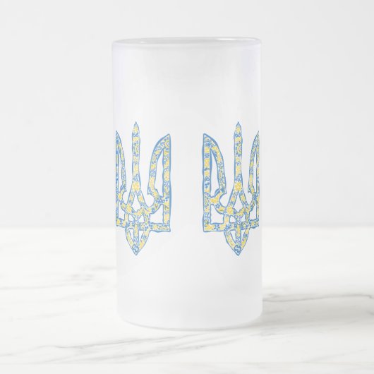 Oekraïens nationaal embleem trident tryzub etnical matglas bierpul (Center)