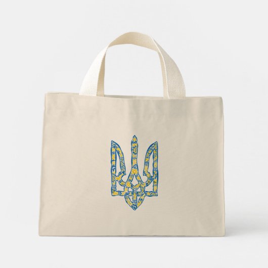 Oekraïens nationaal embleem trident tryzub etnical mini tote bag (Achterkant)