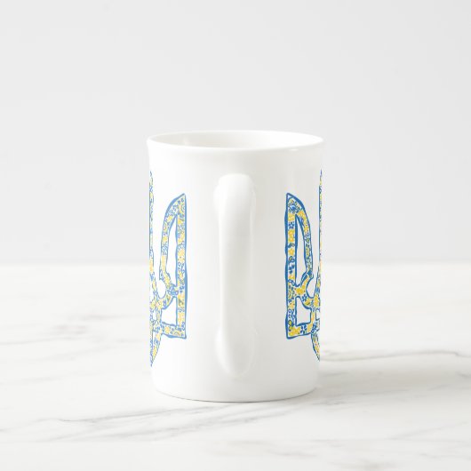 Oekraïens nationaal embleem trident tryzub etnical porselein kop (Achterkant)