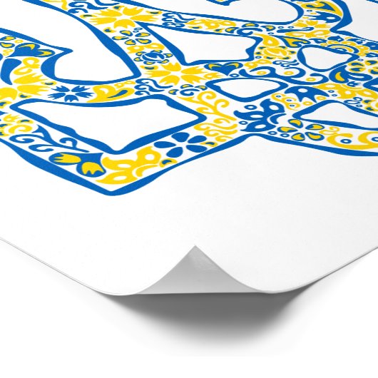 Oekraïens nationaal embleem trident tryzub etnical poster (Hoek)