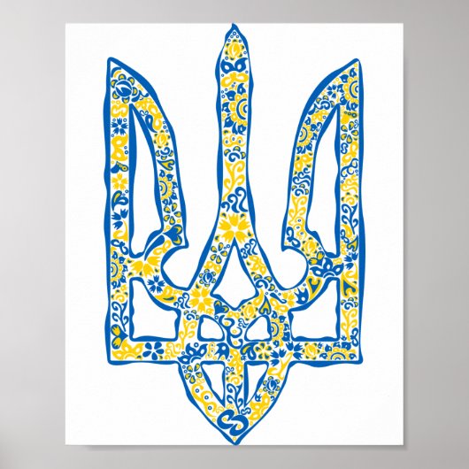 Oekraïens nationaal embleem trident tryzub etnical poster (Voorkant)