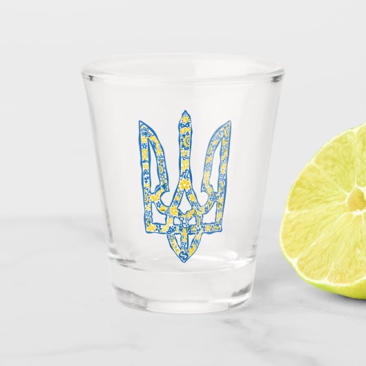 Oekraïens nationaal embleem trident tryzub etnical shot glas (Voorkant)