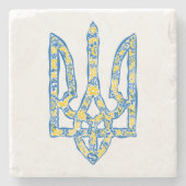 Oekraïens nationaal embleem trident tryzub etnical stenen onderzetter (Voorkant)