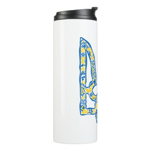 Oekraïens nationaal embleem trident tryzub etnical thermosbeker (Gedraaid links)