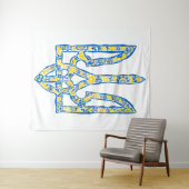 Oekraïens nationaal embleem trident tryzub etnical wandkleed (In Situ (horizontaal))