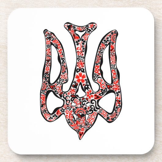 Oekraïens nationaal embleem trident tryzub gestili bier onderzetter (Voorkant)