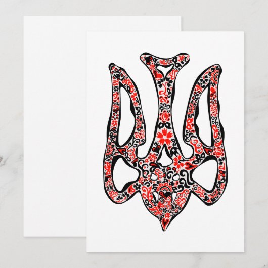 Oekraïens nationaal embleem trident tryzub gestili feestdagenkaart (Voorkant / Achterkant)