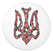 Oekraïens nationaal embleem trident tryzub gestili keramische knop (Voorkant)