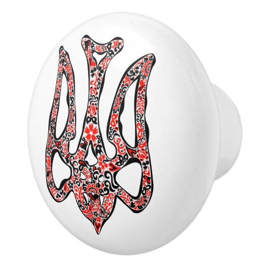 Oekraïens nationaal embleem trident tryzub gestili keramische knop (Rechts)