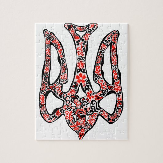 Oekraïens nationaal embleem trident tryzub gestili legpuzzel (Verticaal)