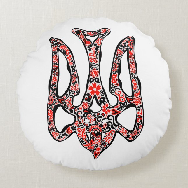 Oekraïens nationaal embleem trident tryzub gestili rond kussen (Voorkant)