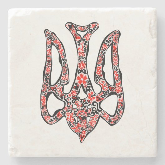 Oekraïens nationaal embleem trident tryzub gestili stenen onderzetter (Voorkant)