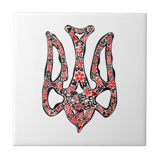 Oekraïens nationaal embleem trident tryzub gestili tegeltje (Voorkant)