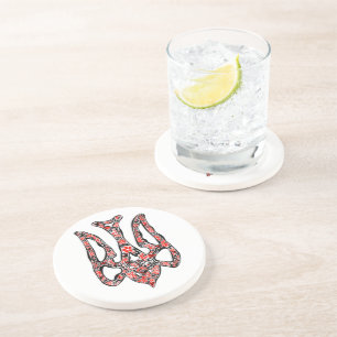 Oekraïens nationaal embleem trident tryzub gestili zandsteen onderzetter