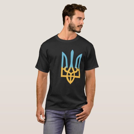 Oekraïens nationaal symbool Trident Ik sta met UKR T-shirt (Voorkant volledig)