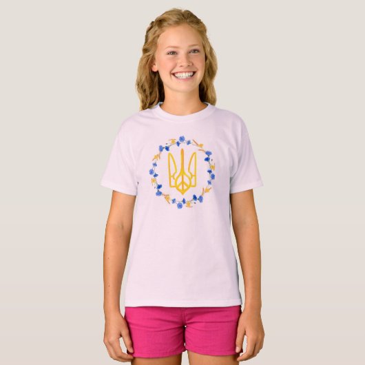 Oekraïens nationaal symbool Trident (Tryzub) T-shirt (Voorkant volledig)