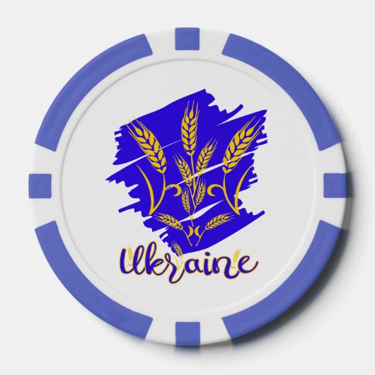 Oekraïens nationaal symbool tryzub gemaakt van tar poker chips (Voorkant)