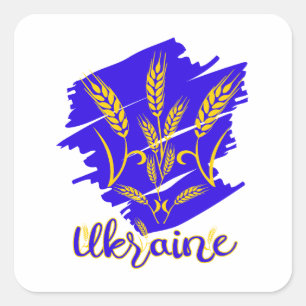 Oekraïens nationaal symbool tryzub gemaakt van tar vierkante sticker