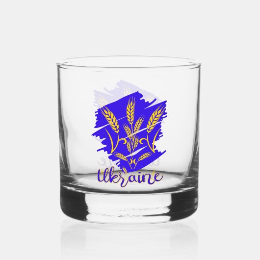 Oekraïens nationaal symbool tryzub gemaakt van tar whisky glas (Voorkant)