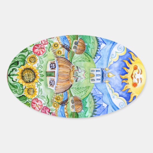 Oekraïens Paasei Pysanka Ovale Sticker (Voorkant)