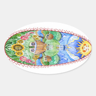 Oekraïens Paasei Pysanka Ovale Sticker