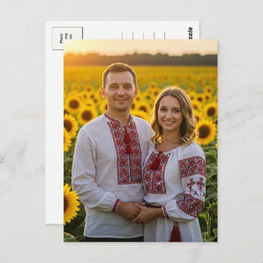Oekraïens stel houdt van zonnebloemen Briefkaart (Voorkant / Achterkant)